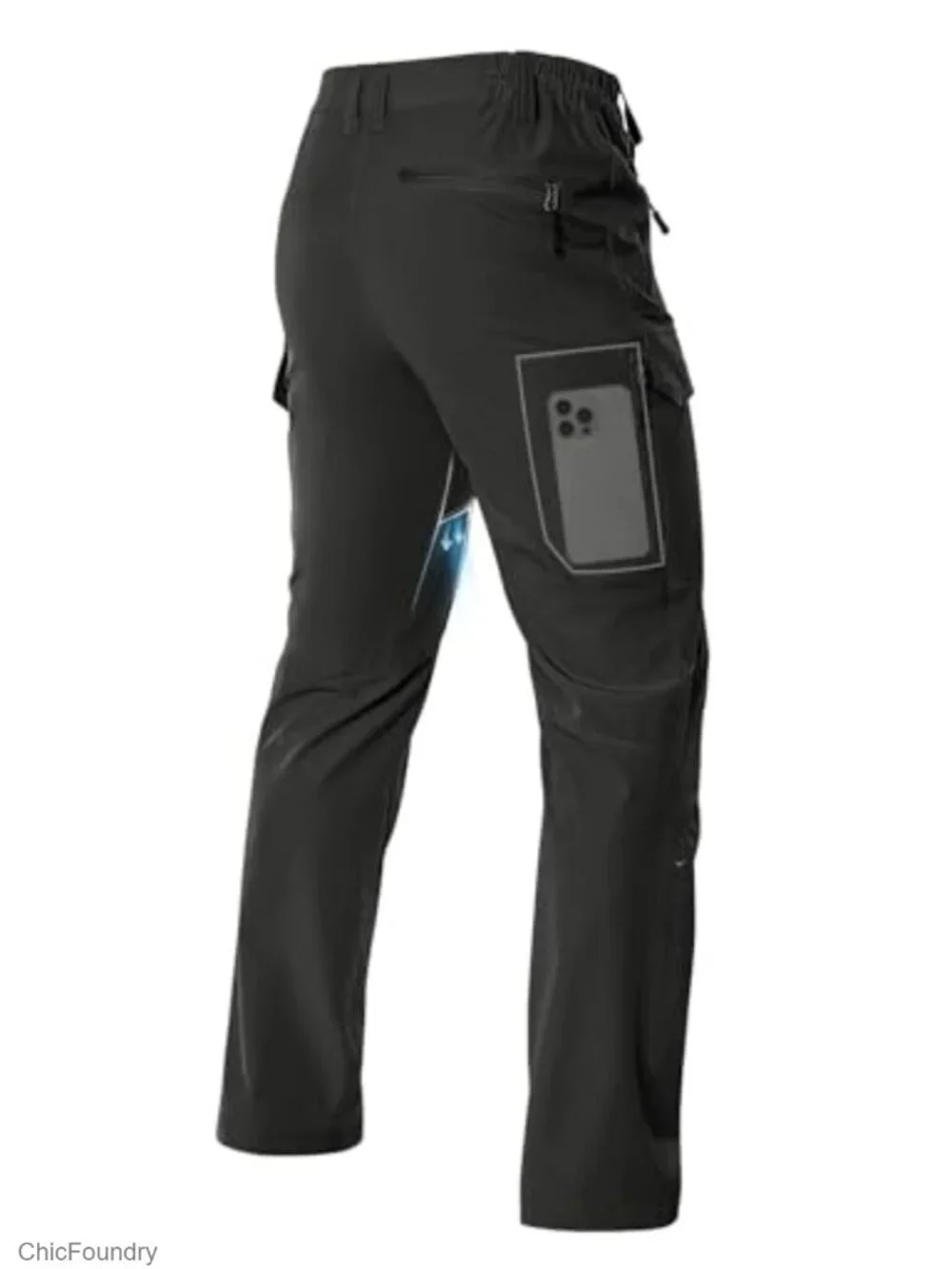 Men's Hiking Pants: Lightweight Stretch Cargo with Vents, Roll-Up Legs, 6